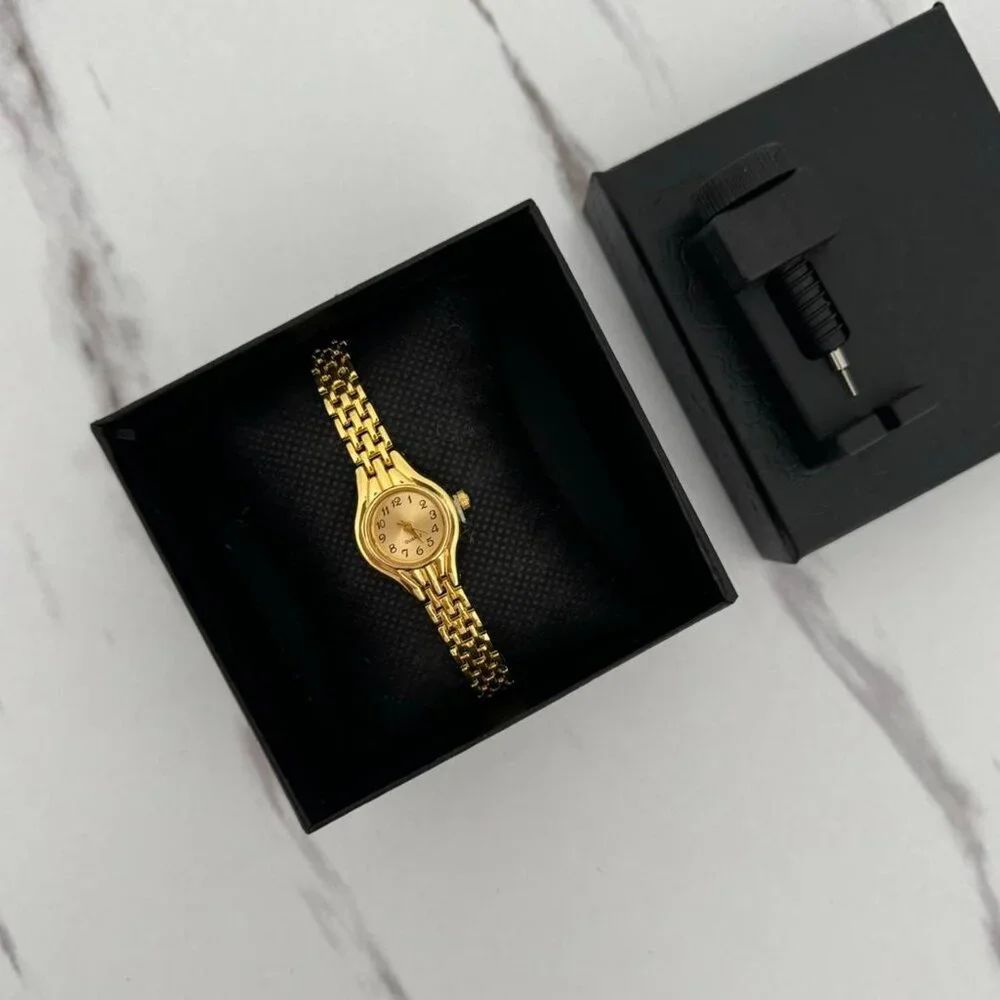 SKU:0492 vintage vibe gold mini watch bracelet + in a gift‎ box Stainless steel